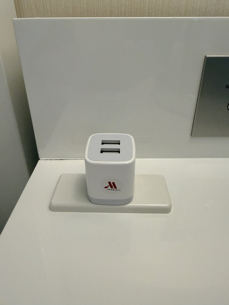 2口USBポートの白い充電アダプタ